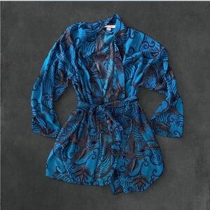 Victoria's Secret Blue and Brown Floral Robe